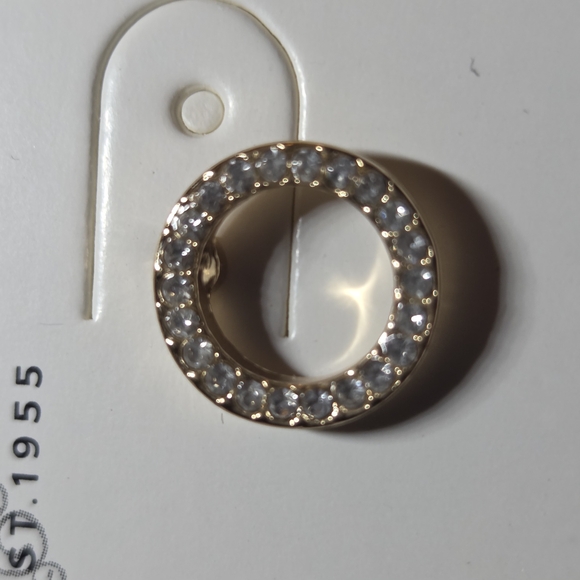 Gold Circle Earring with Sparkling Accents - Picture 2 of 4